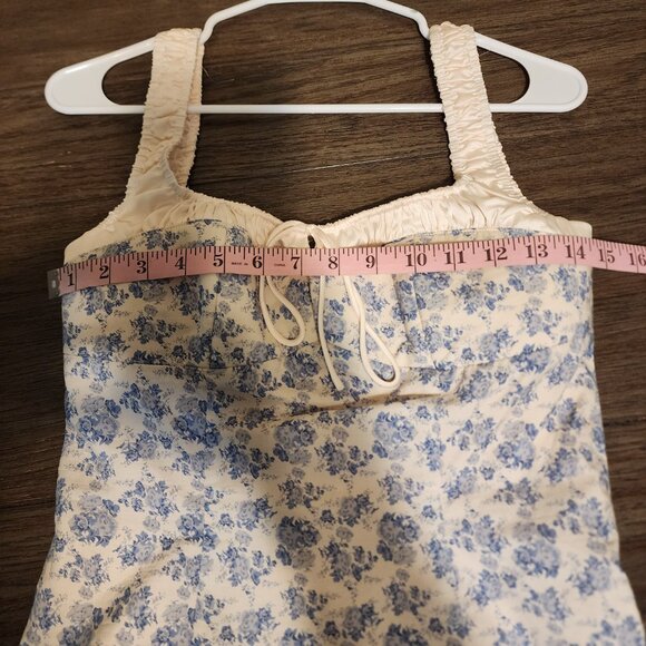 ASTR the Label Floral Milkmaid Top NWT Blue Small Broken Zipper - Picture 4 of 10